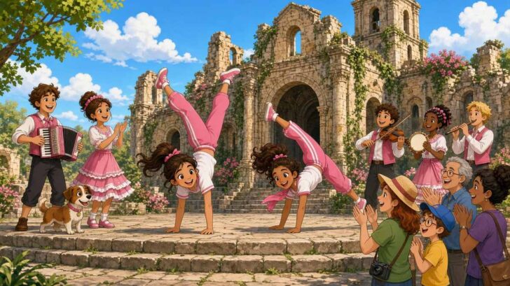 Who Needs A Gym When The Old Church Steps Are Perfect For Flips - comic illustration