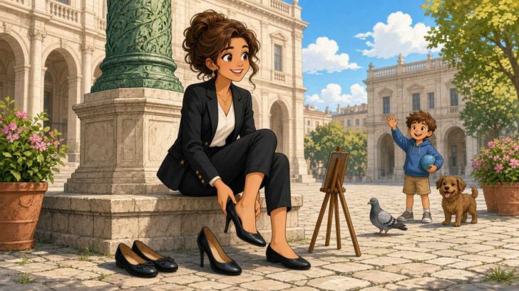 Are Flat Shoes The Real Plot Twist Of Every Fancy Square Walk - comic illustration